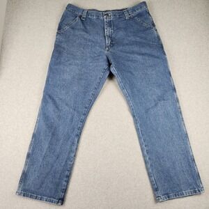 Wrangler Carpenter Jeans Men's 38x30 Blue Medium Wash Relaxed Fit Utility Pants